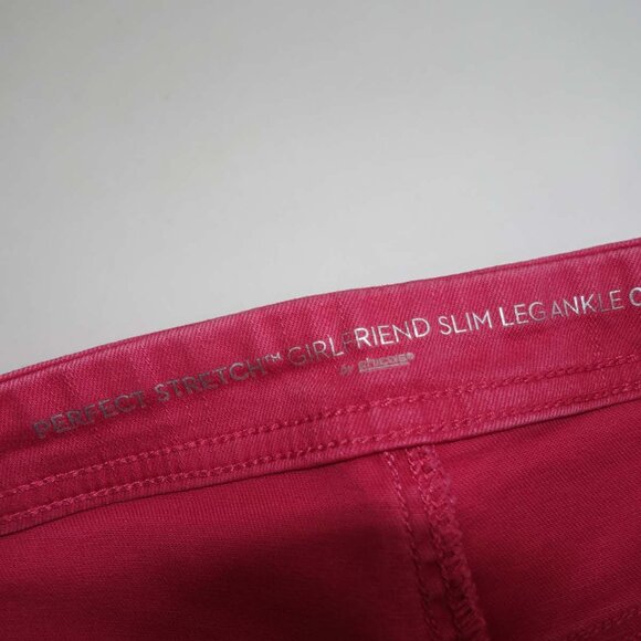 Chico's Womens Girlfriend Slim Leg Ankle Pull On Jeans Size 0.5 / 6 Pink Stretch - Picture 3 of 6